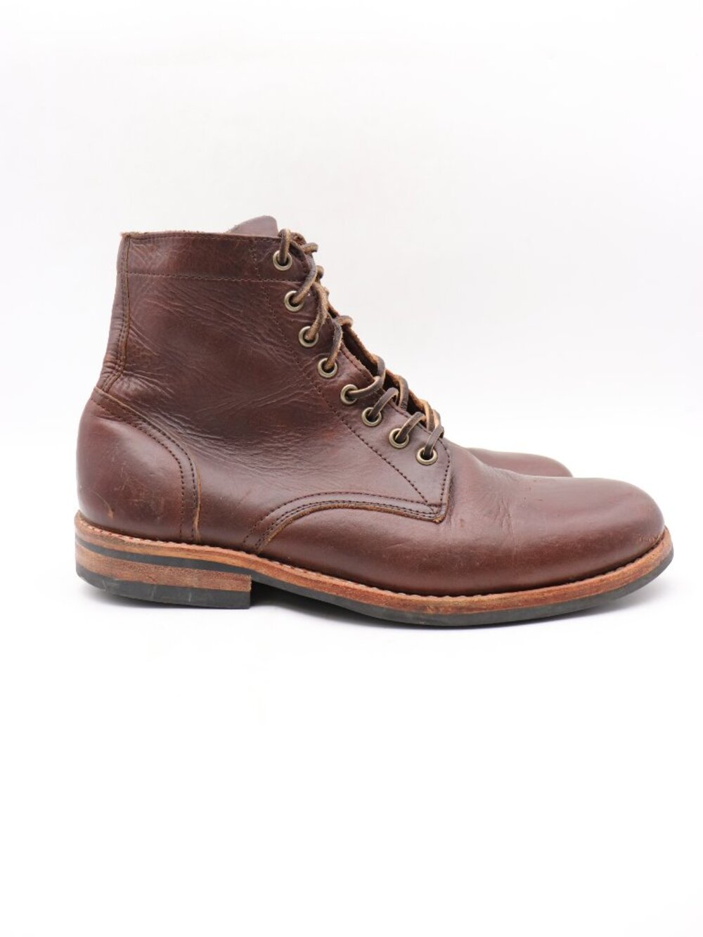 Oak Street Bootmakers Men's Size 8.5 Brown Trench Leather Boots Handcrafted iUSA